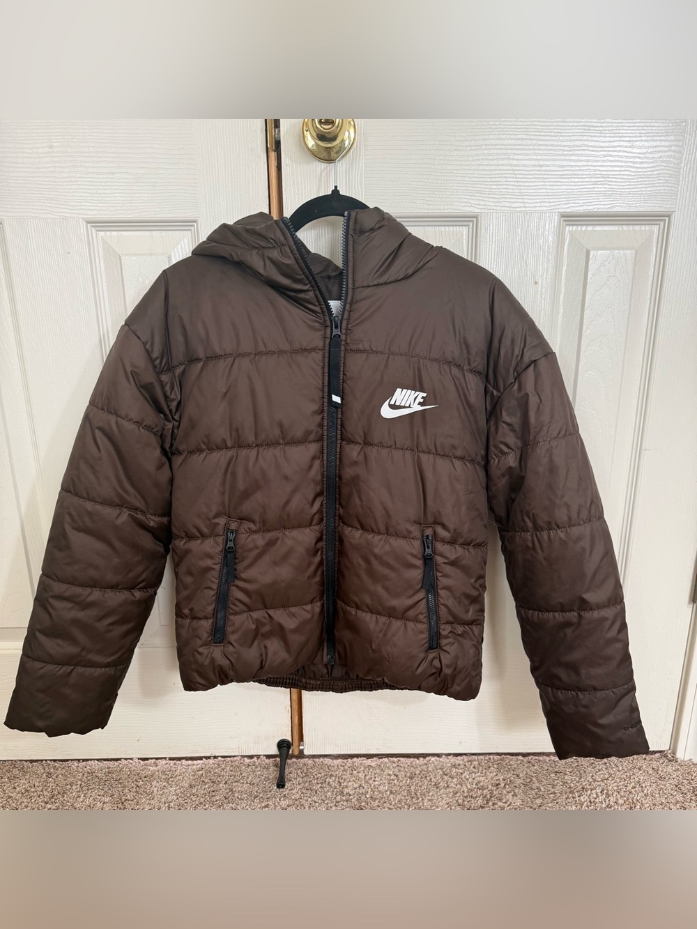 Nike Therma-FIT Repel Puffer Jacket Women’s XS Baroque Brown Hooded
